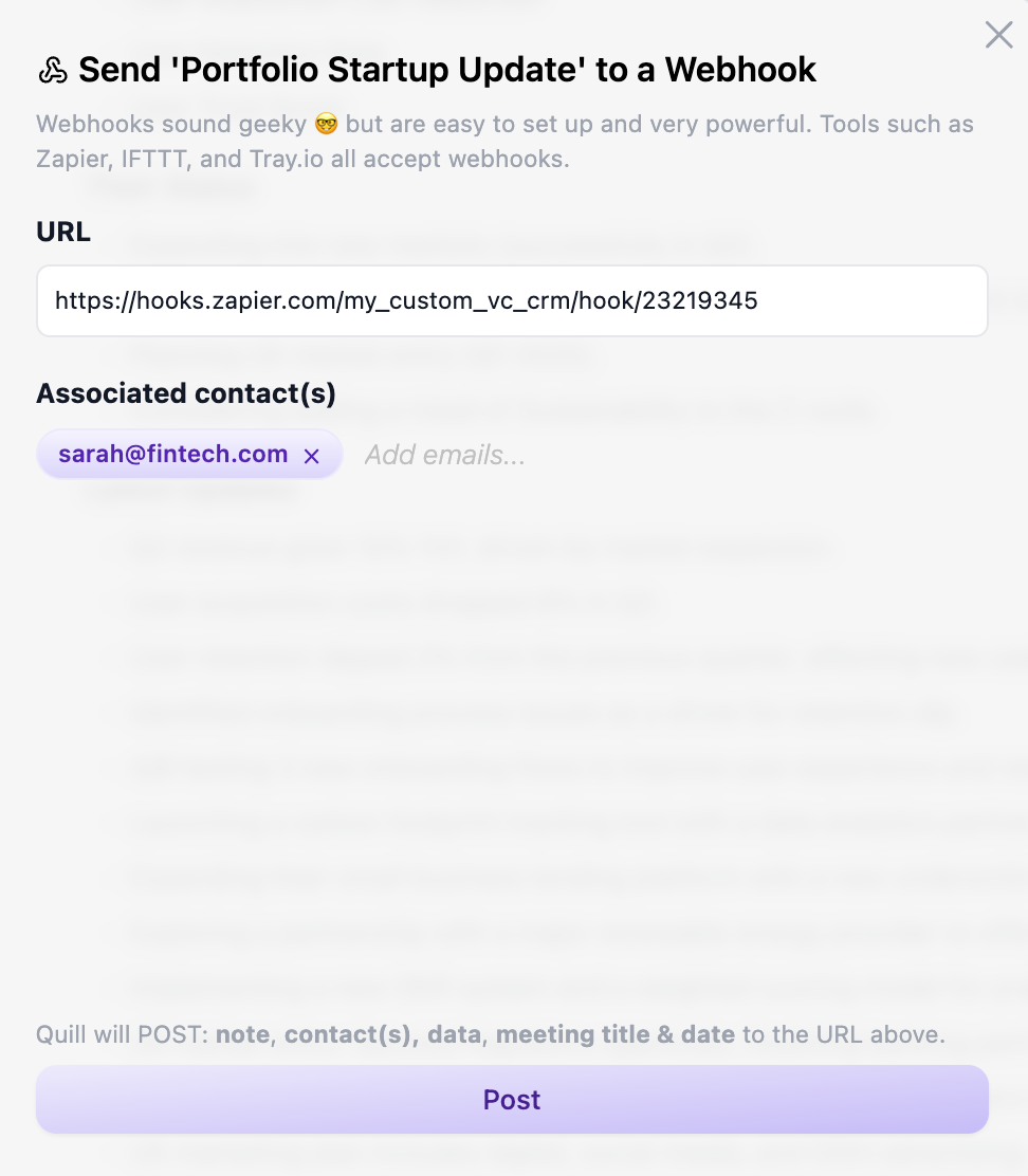 Instant output to any CRM